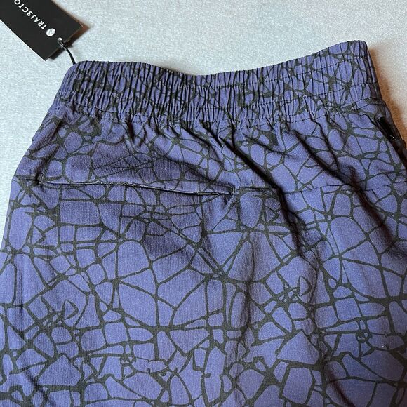 Traj3ctory Athletic Shorts Men XXL Blue Black Web Print Zip Pocket P7-24 Wicking - Picture 3 of 12